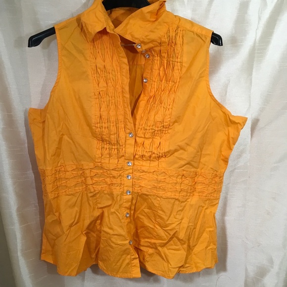 Ashley Stewart Tops - Ashley Stewart Cotton Orange Ruffle Top